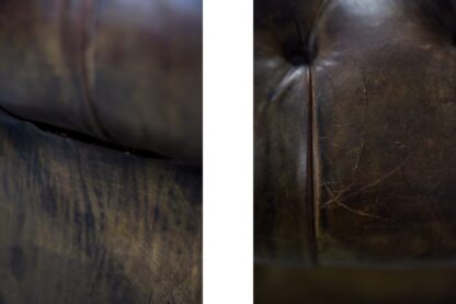 Large Antique Brown Leather Chesterfield Sofa, 1920s - Image 24