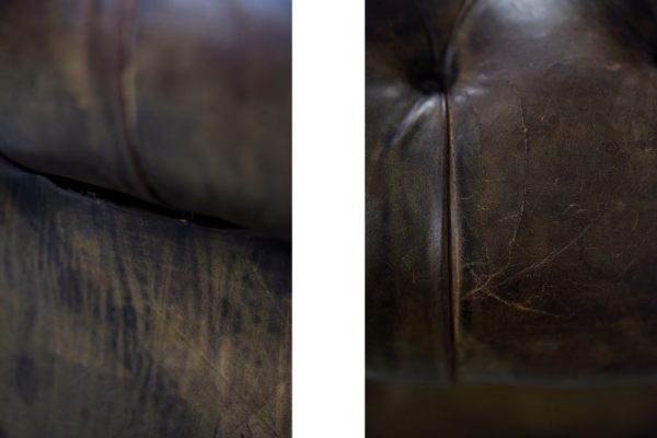 Large Antique Brown Leather Chesterfield Sofa, 1920s - Image 24