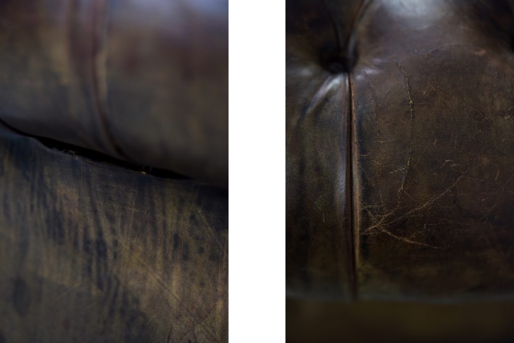 Large Antique Brown Leather Chesterfield Sofa, 1920s