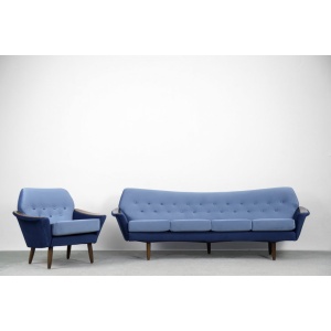 Modernist Scandinavian Velvet Living Room Set by Holm Fabriker AB, 1960s