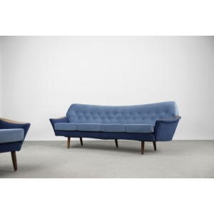 Modernist Scandinavian Velvet Living Room Set by Holm Fabriker AB, 1960s