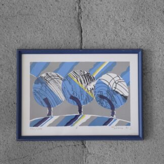 Vintage Color Lithograph by Knut Grane, Vintern, 1991