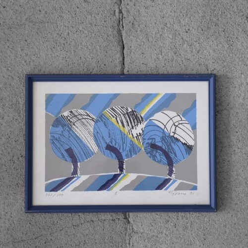 Vintage Color Lithograph by Knut Grane, Vintern, 1991