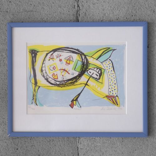 Vintage Color Lithograph by Lis Zwick, Maskot, 1996
