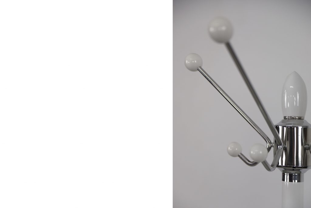 Mid-Century Modern White Floor Coat Rack, 1990s