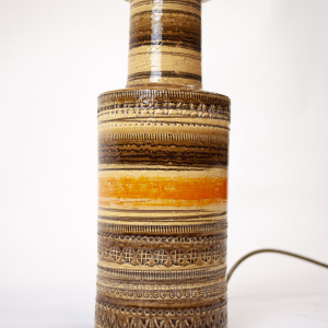 Italian Orange And Brown Ceramic Table Lamp By Aldo Londi For Bitossi, 1960s