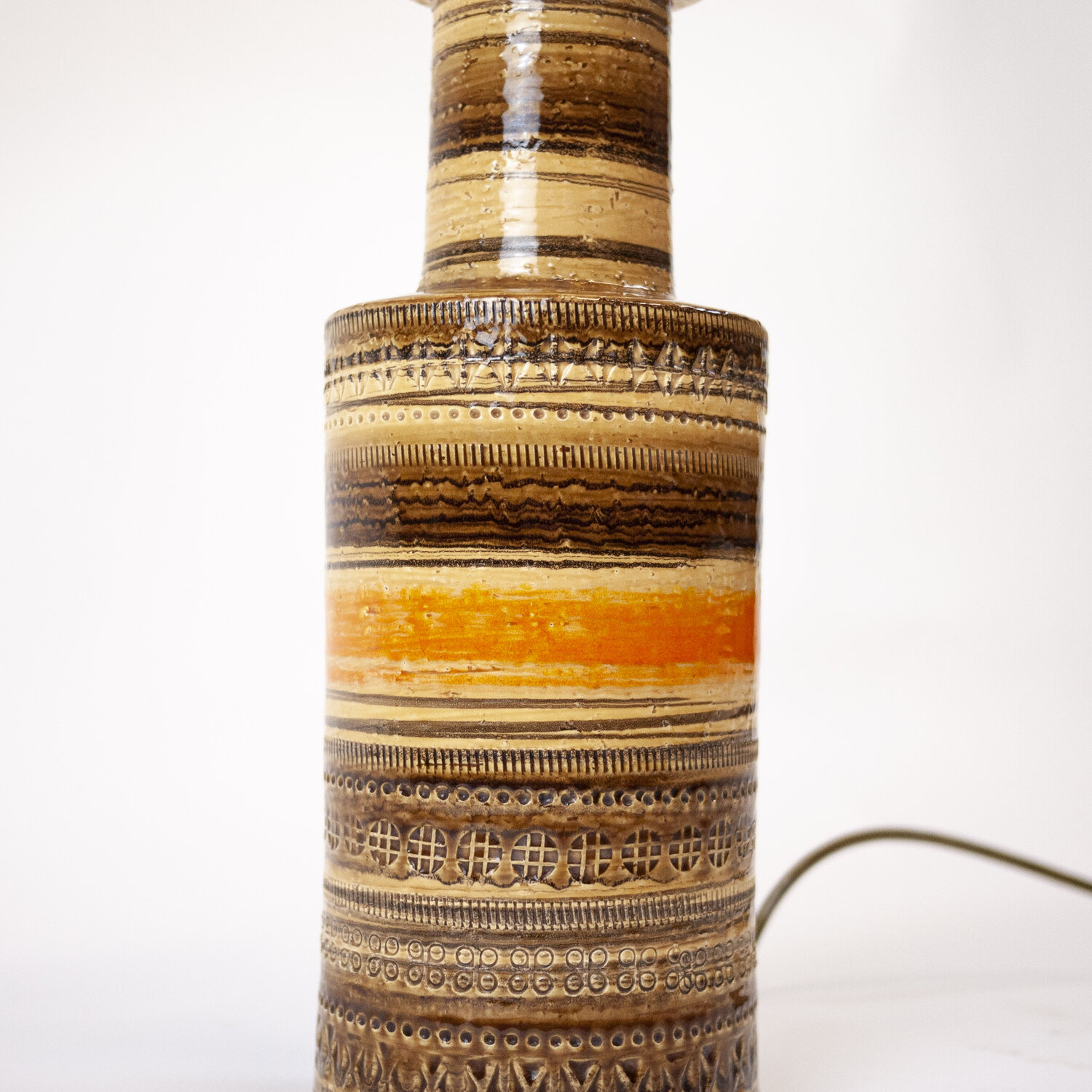 Italian Orange And Brown Ceramic Table Lamp By Aldo Londi For Bitossi, 1960s