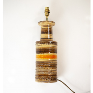 Italian Orange And Brown Ceramic Table Lamp By Aldo Londi For Bitossi, 1960s