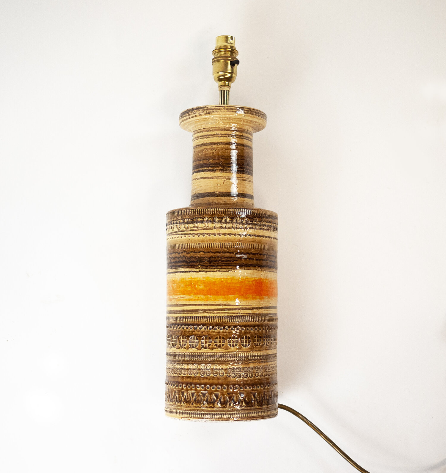 Italian Orange And Brown Ceramic Table Lamp By Aldo Londi For Bitossi, 1960s