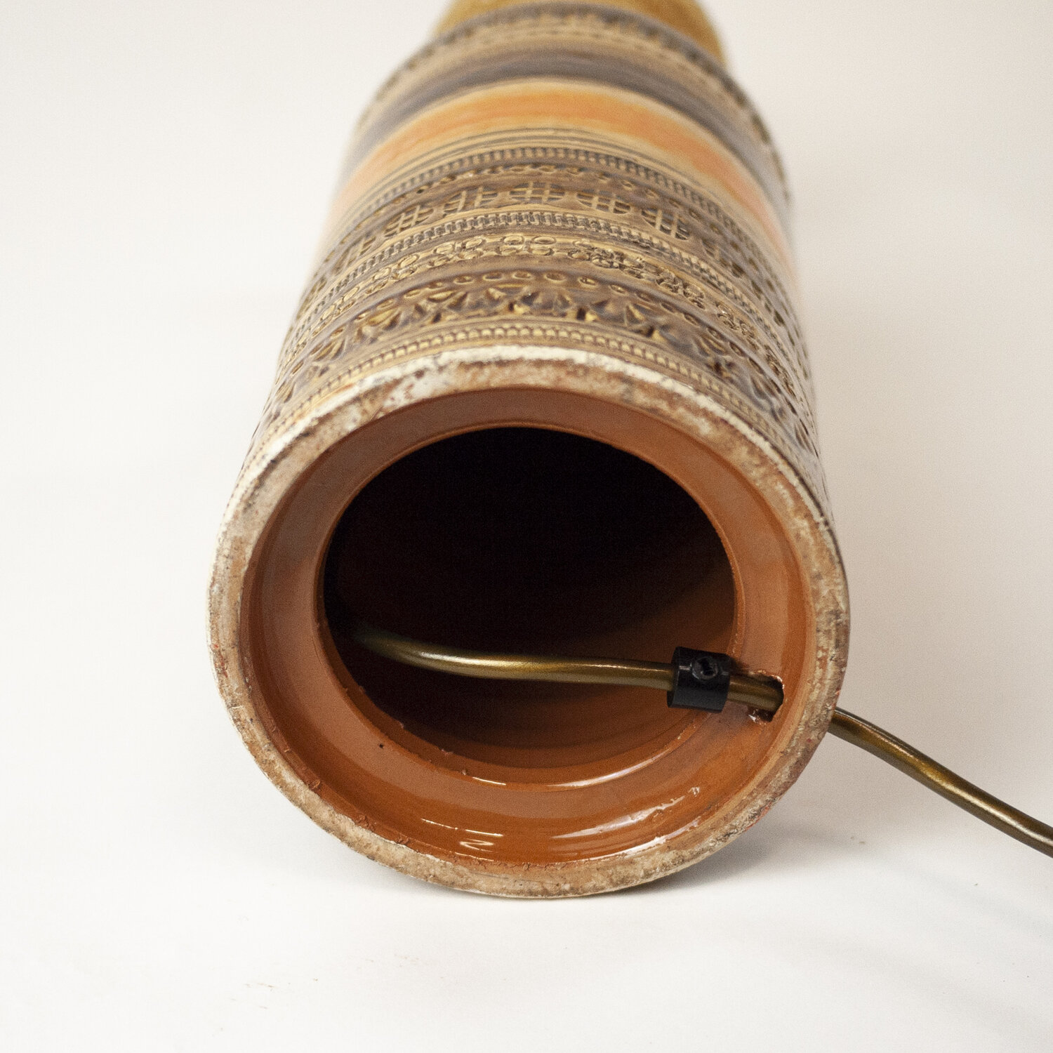 Italian Orange And Brown Ceramic Table Lamp By Aldo Londi For Bitossi, 1960s
