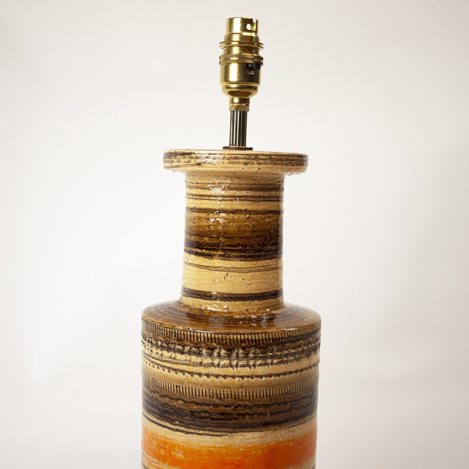 Italian Orange And Brown Ceramic Table Lamp By Aldo Londi For Bitossi, 1960s