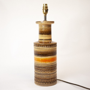 Italian Orange And Brown Ceramic Table Lamp By Aldo Londi For Bitossi, 1960s