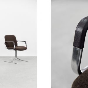 Mid-Century Modern Vintage Brown Aluminum German Chairs by Mauser, 1970s, Set of 2