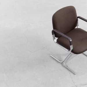 Mid-Century Modern Vintage Brown Aluminum German Chairs by Mauser, 1970s, Set of 2