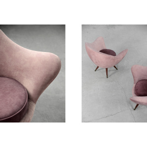 Rare Mid-Century Modern Space Age Velour Lounge Set from Paged, 1972, Set of 3