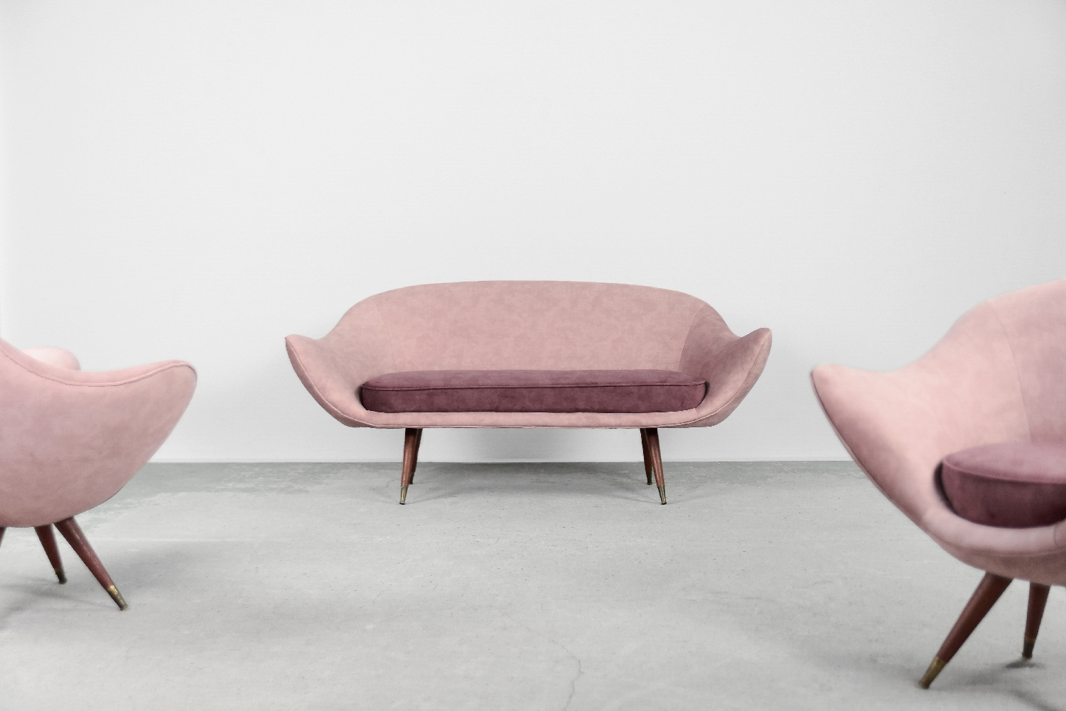 Rare Mid-Century Modern Space Age Velour Lounge Set from Paged, 1972, Set of 3