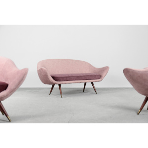 Rare Mid-Century Modern Space Age Velour Lounge Set from Paged, 1972, Set of 3