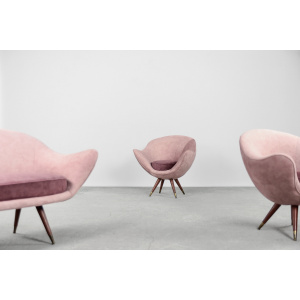 Rare Mid-Century Modern Space Age Velour Lounge Set from Paged, 1972, Set of 3