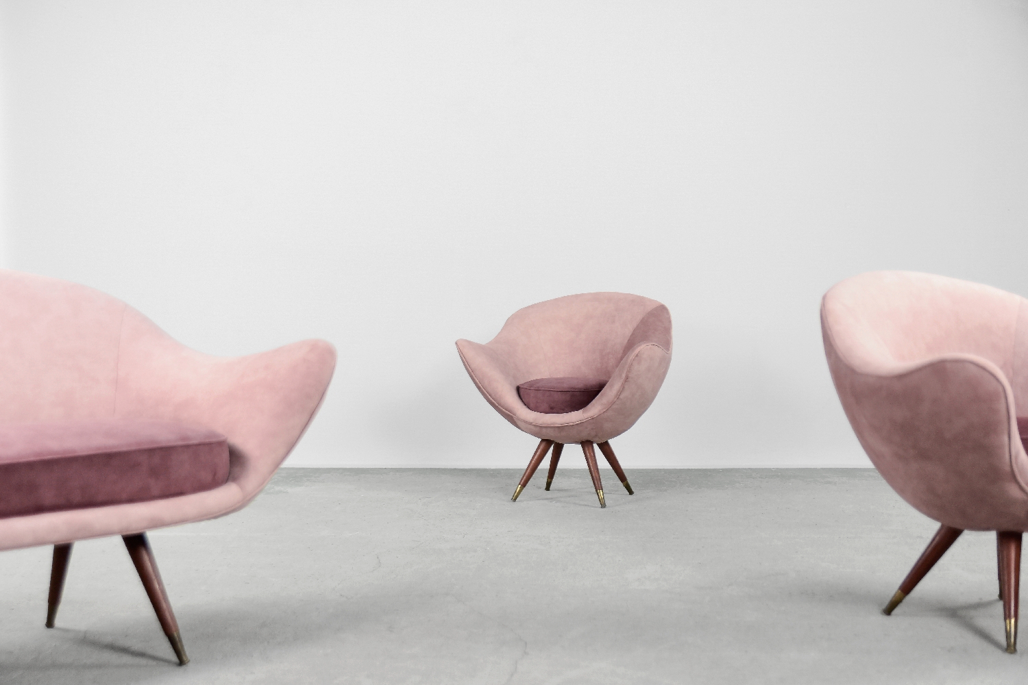 Rare Mid-Century Modern Space Age Velour Lounge Set from Paged, 1972, Set of 3
