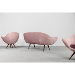 Rare Mid-Century Modern Space Age Velour Lounge Set from Paged, 1972, Set of 3