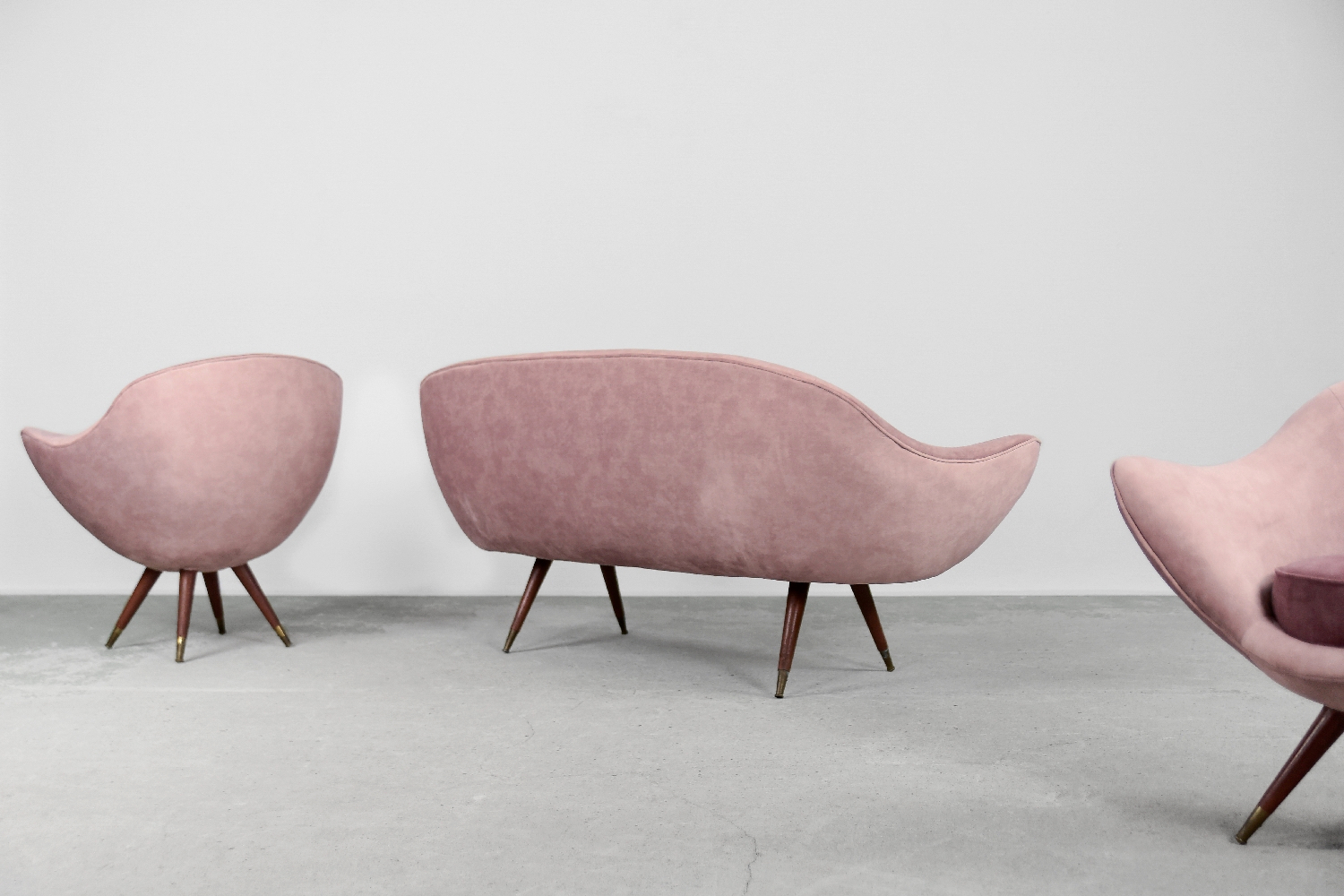 Rare Mid-Century Modern Space Age Velour Lounge Set from Paged, 1972, Set of 3