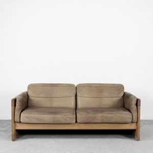 Vintage Scandinavian Mid-Century Modern Leather and Oak Sofa, 1970s