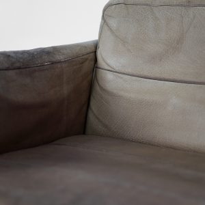 Vintage Scandinavian Mid-Century Modern Leather and Oak Sofa, 1970s