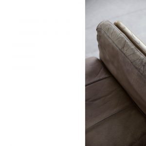 Vintage Scandinavian Mid-Century Modern Leather and Oak Sofa, 1970s