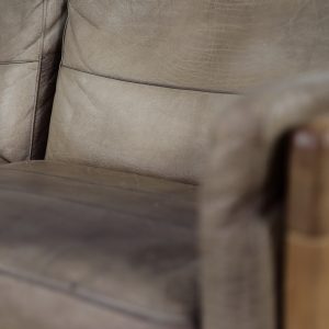 Vintage Scandinavian Mid-Century Modern Leather and Oak Sofa, 1970s