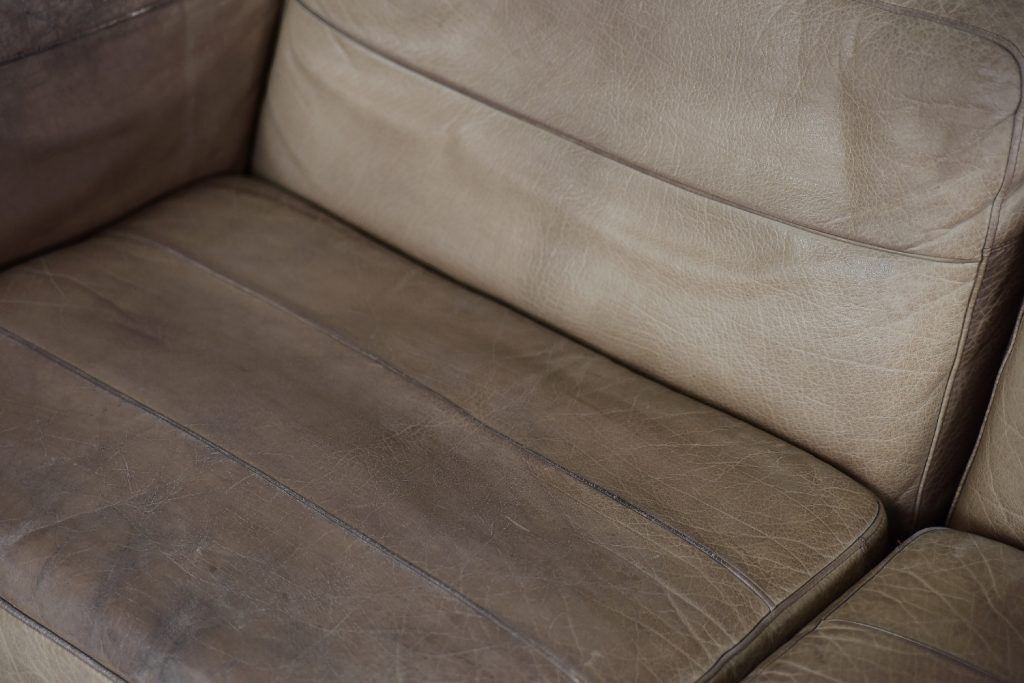 Vintage Scandinavian Mid-Century Modern Leather and Oak Sofa, 1970s