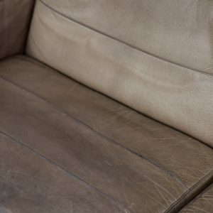 Vintage Scandinavian Mid-Century Modern Leather and Oak Sofa, 1970s