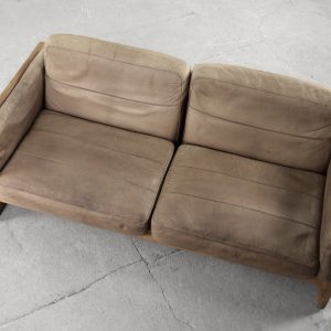 Vintage Scandinavian Mid-Century Modern Leather and Oak Sofa, 1970s