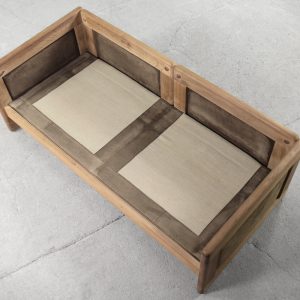Vintage Scandinavian Mid-Century Modern Leather and Oak Sofa, 1970s