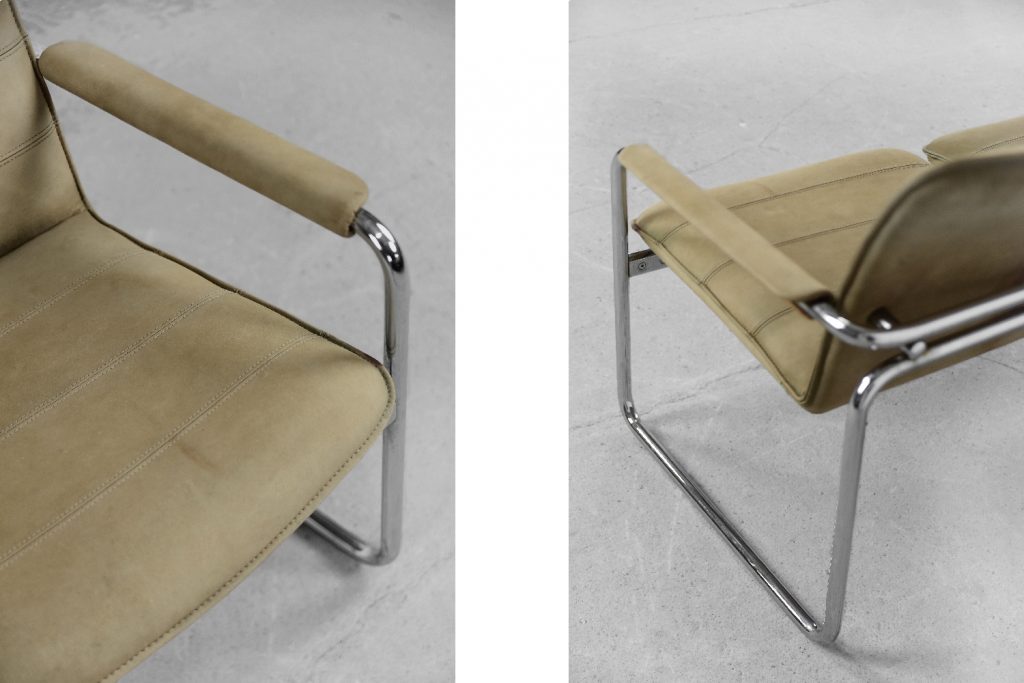 Vintage 2-seater Tubular Steel Leather Sofa, 1960s
