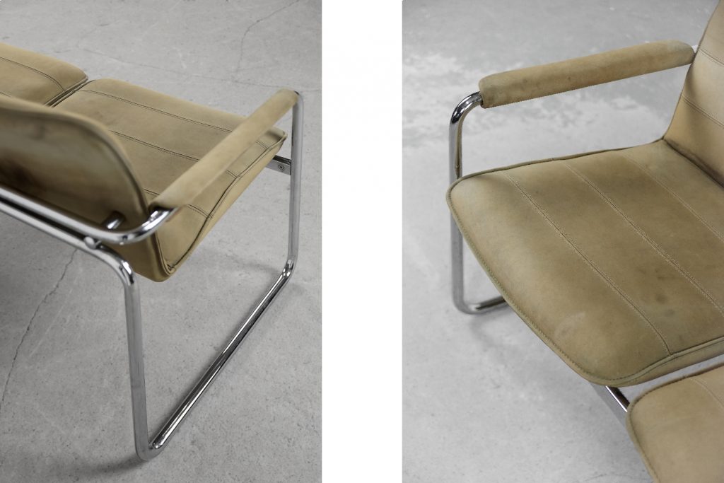 Vintage 2-seater Tubular Steel Leather Sofa, 1960s