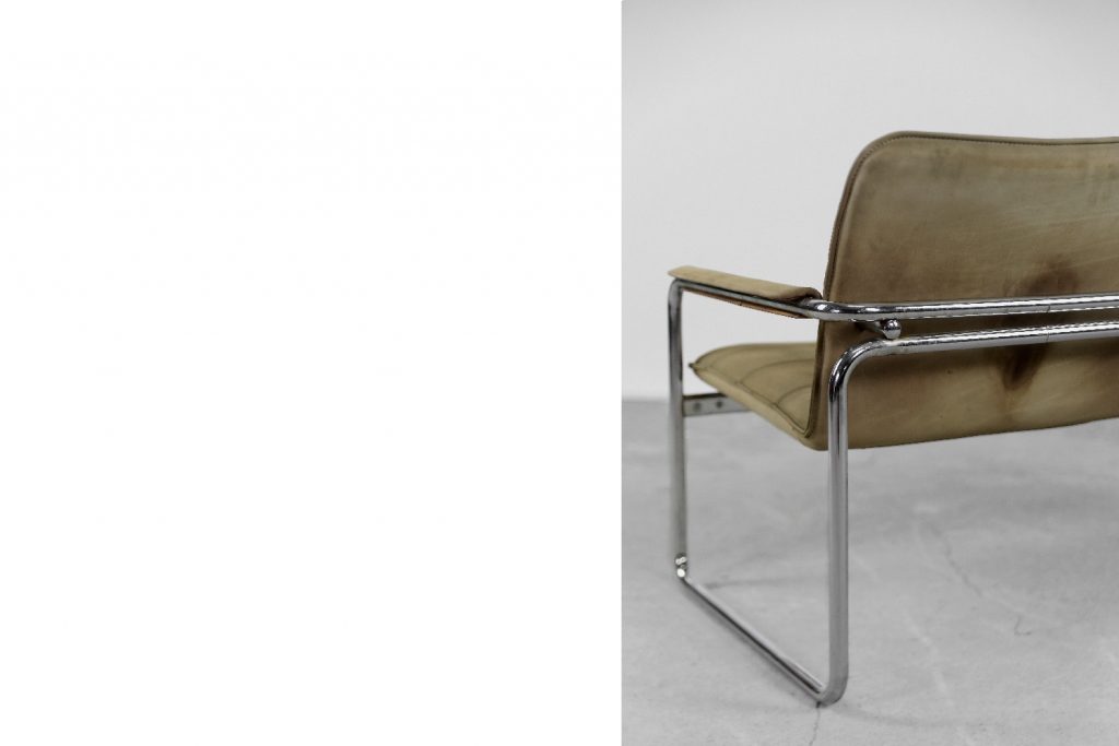Vintage 2-seater Tubular Steel Leather Sofa, 1960s