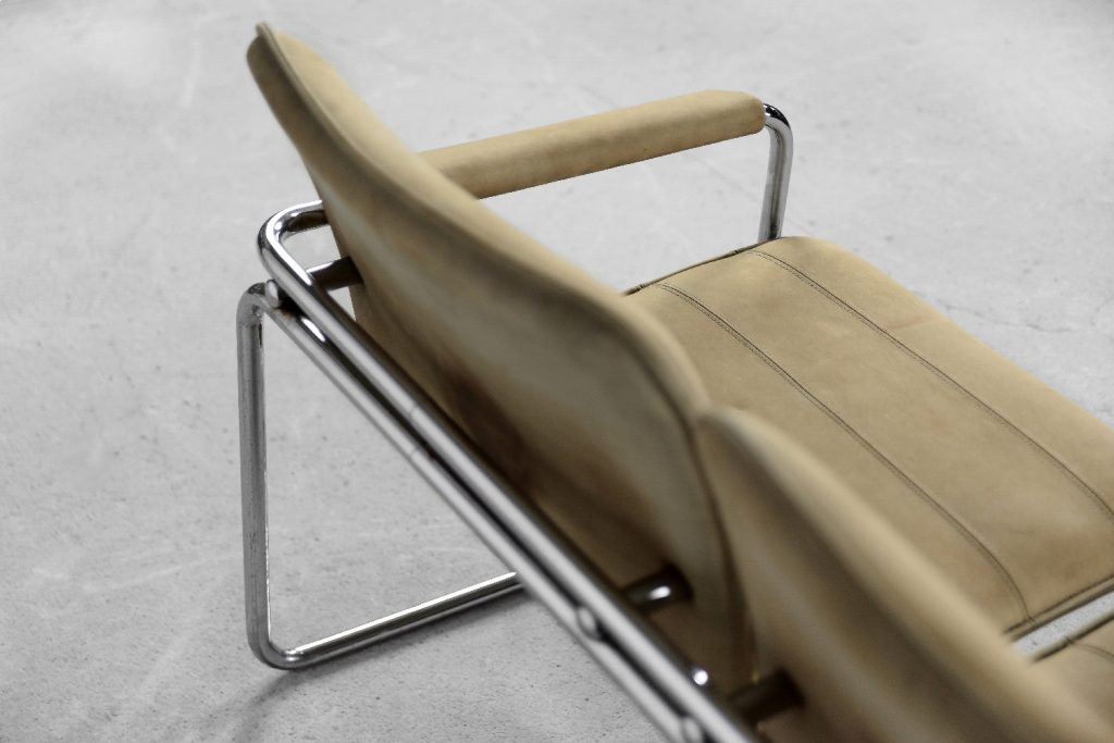 Vintage 2-seater Tubular Steel Leather Sofa, 1960s