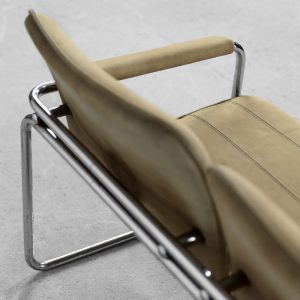 Vintage 2-seater Tubular Steel Leather Sofa, 1960s