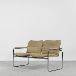 Vintage 2-seater Tubular Steel Leather Sofa, 1960s