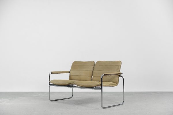 Vintage 2-seater Tubular Steel Leather Sofa, 1960s - Image 8