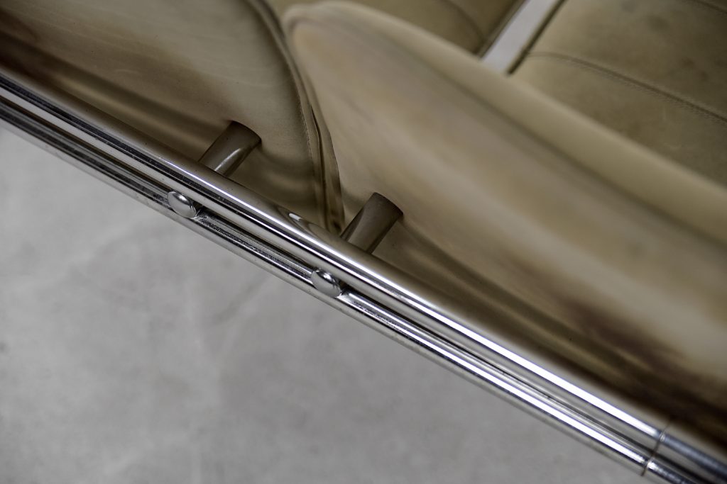 Vintage 2-seater Tubular Steel Leather Sofa, 1960s