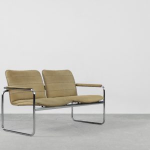 Vintage 2-seater Tubular Steel Leather Sofa, 1960s
