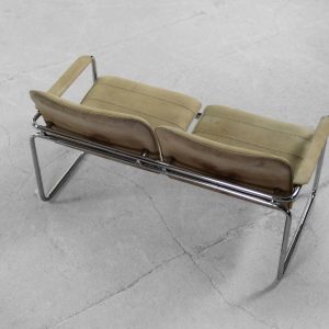 Vintage 2-seater Tubular Steel Leather Sofa, 1960s