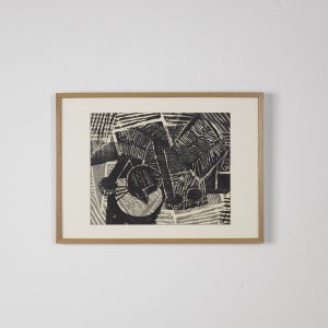 Vintage Modern Graphic by Vide Jansson, Träsnitt, 1960s