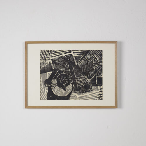 Vintage Modern Graphic by Vide Jansson, Träsnitt, 1960s
