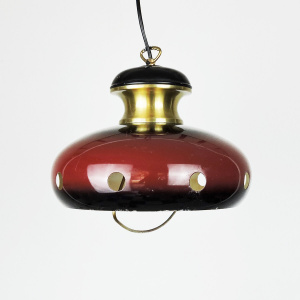 Red And Gold Space Age Pendant Lamps, 1960s, Set Of 2