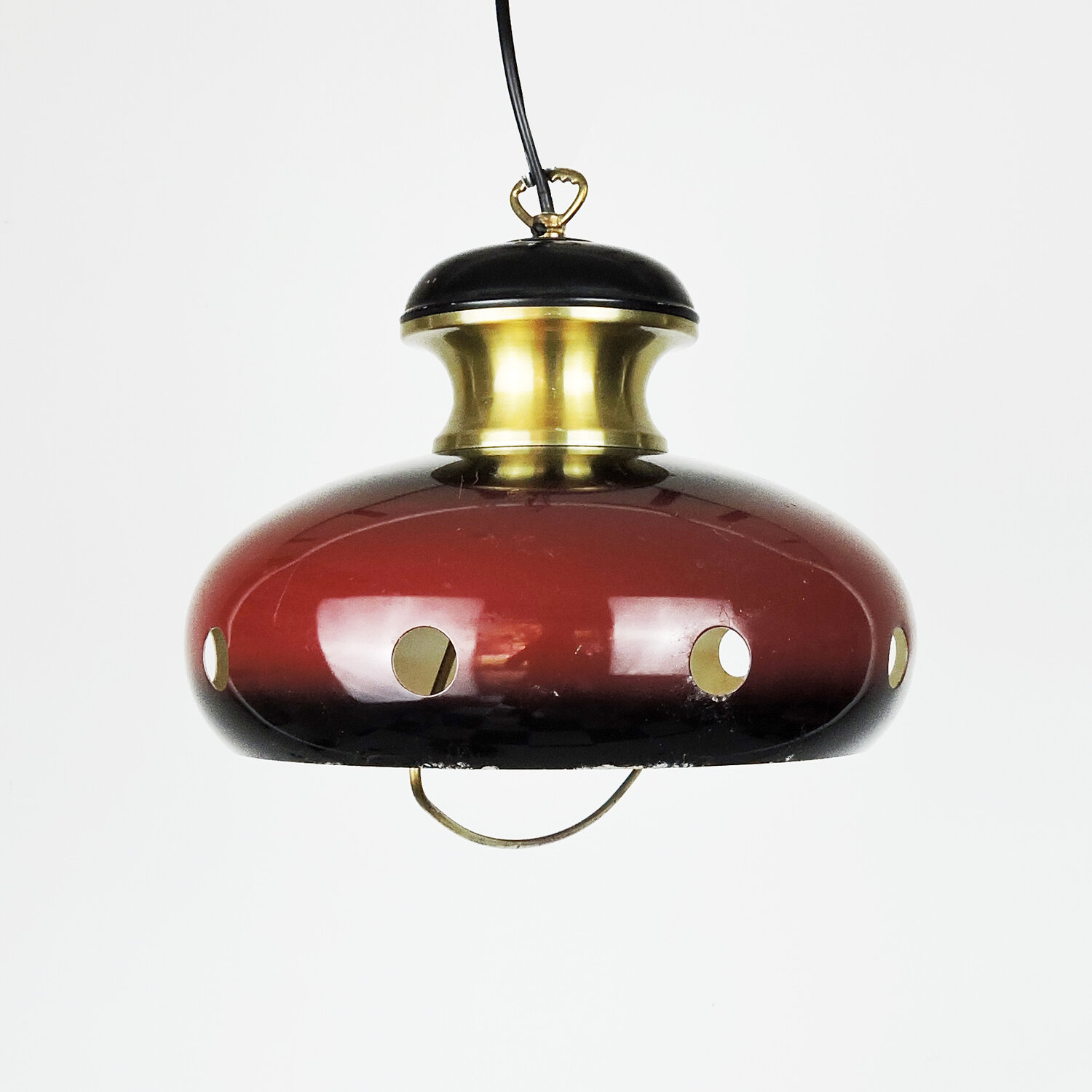 Red And Gold Space Age Pendant Lamps, 1960s, Set Of 2