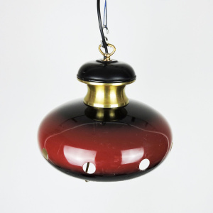 Red And Gold Space Age Pendant Lamps, 1960s, Set Of 2