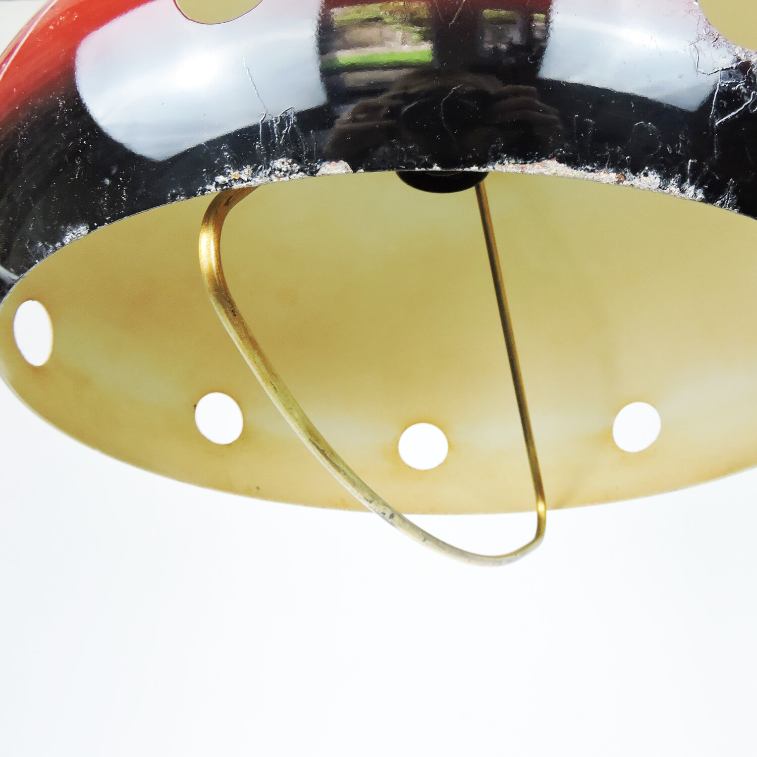 Red And Gold Space Age Pendant Lamps, 1960s, Set Of 2