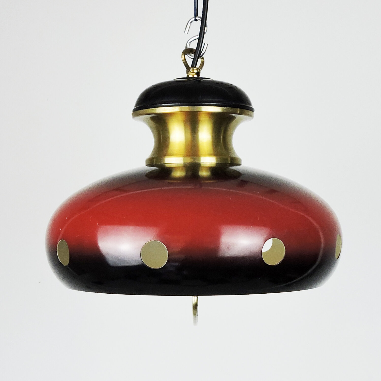Red And Gold Space Age Pendant Lamps, 1960s, Set Of 2